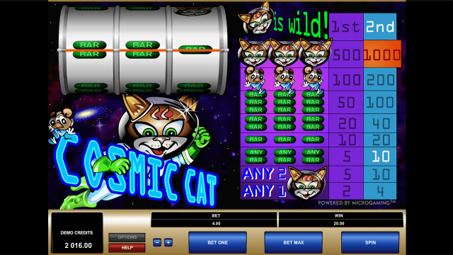 Бонусная игра Cosmic Cat 2