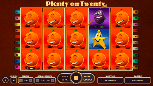 Игровой интерфейс Plenty On Twenty 7