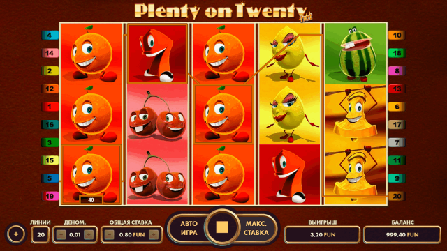 Игровой интерфейс Plenty On Twenty 4